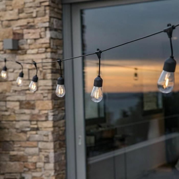 Lumisky Guirlande lumineuse solaire MAFY SOLAR 6,50 m - 10 ampoules à filament blanc chaud