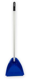 Ramasseur pliable anti-basculement bleu métallique avec manche de 80 cm