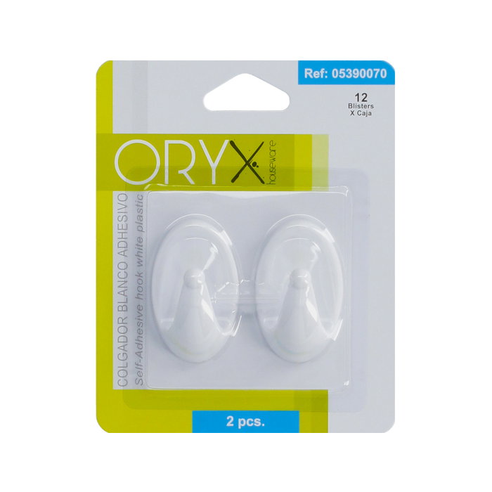 ORYX Crochet adhésif blanc grand format (blister 2 unités) ORYX Crochet adhésif blanc grand format (blister 2 unités)