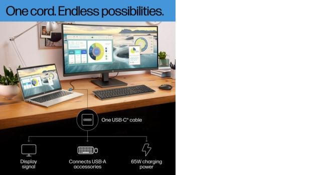 HP P34hc G4 Écran incurvé WQHD USB-C 34 pouces Noir