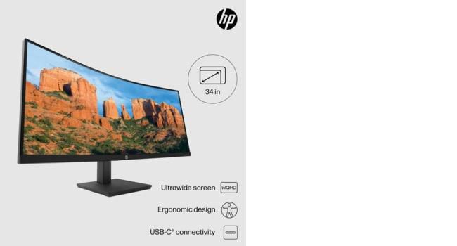 HP P34hc G4 Écran incurvé WQHD USB-C 34 pouces Noir