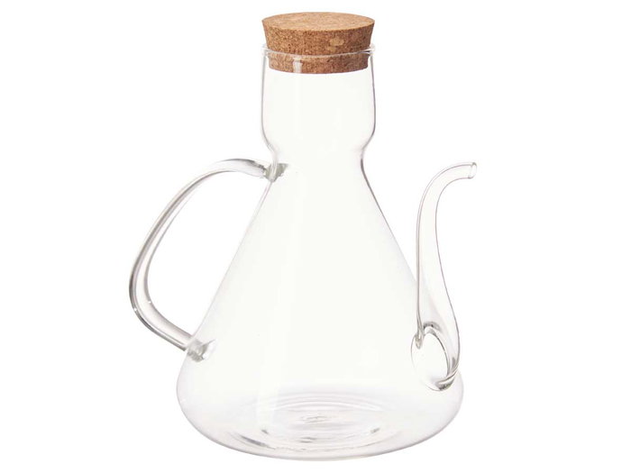 Vivalto Burette à Huile en Borosilicate avec Bouchon Liège 1000 ml 19x20x13 cm (Set de 6)