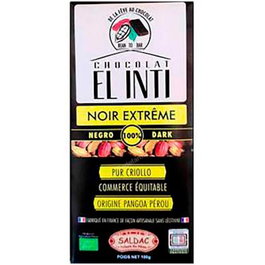 Saldac - Chocolat Noir 100% Cacao 100 g Bio - Sans Sucre Ajouté, Puissant et Fondant, Notes d'Agrumes, Produit Écologique