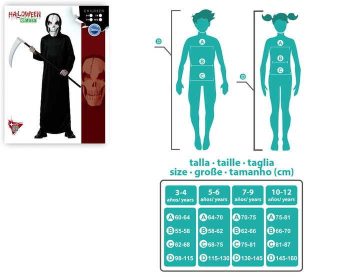 Déguisement Fantôme Enfant - Tunique Noire avec Capuche et Masque pour Halloween - Taille 5-6 Ans - 100% Polyester Déguisement Fantôme Enfant - Tunique Noire avec Capuche et Masque pour Halloween - Taille 5-6 Ans - 100% Polyester