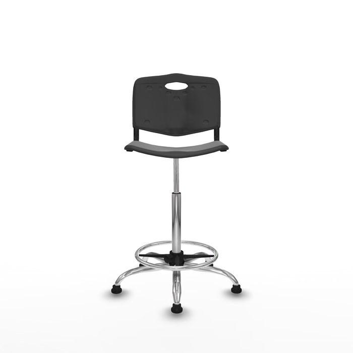Tabouret Taburete Robledo Pivotant Chlorure de polyvinyle Noir Structure chromée Sans accoudoirs Sans appui-tête Patins de chaises