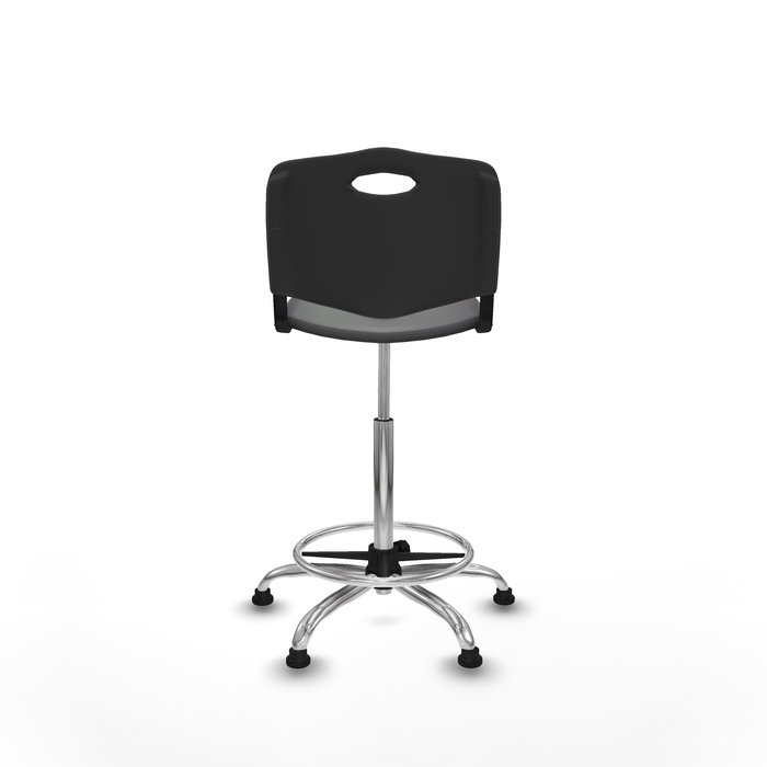 Tabouret Taburete Robledo Pivotant Chlorure de polyvinyle Noir Structure chromée Sans accoudoirs Sans appui-tête Patins de chaises