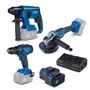 Scheppach Combot 3 outils sans fil : perceuse-visseuse, meuleuse d'angle, perforateur-burineur 20V avec 2 batteries 4Ah et chargeur