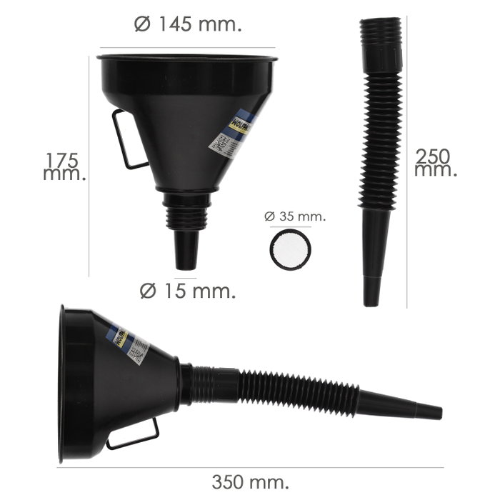 WOLFPACK LINEA PROFESIONAL Embudo Ø 145 mm avec prolongateur flexible et filtre WOLFPACK LINEA PROFESIONAL Embudo Ø 145 mm avec prolongateur flexible et filtre