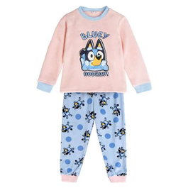 Cerdá Pyjama Long en Velours Polyester avec Applications Bluey pour Enfant de 3 Ans - Taille 3 Ans, Bleu Clair