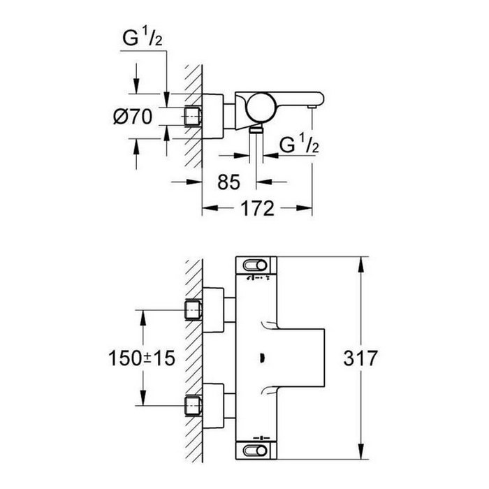 Grohe Grohtherm 2000 34174001 Mitigeur mural thermostatique avec jet cascade