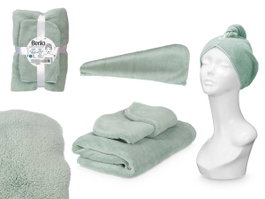 Berilo Parure de Serviette Capuche Menthe 22x11x25 cm Polyester Vert (Set de 6)