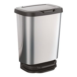 Mondex Cubo avec pédale Jive 20 L Argent/Noir Effet Métal Polypropylène 33,2 x 25,2 x 45,8 cm