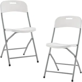 Lot de 2 chaises de réception pliantes TERRANOVA - Blanc et gris - 48x44,5xH86 cm