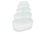 Leknes Lot de 5 Boîtes de Conservation Surtis 200 400 800 1750 2800 ml 28,5x11x16,5 cm Blanc Rose Vert (Set de 12)