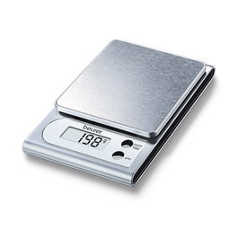 Beurer KS-22 Balance de cuisine design avec plateau en acier inoxidable et affichage LCD - Pèse-personne pour aliments, moderne et compact