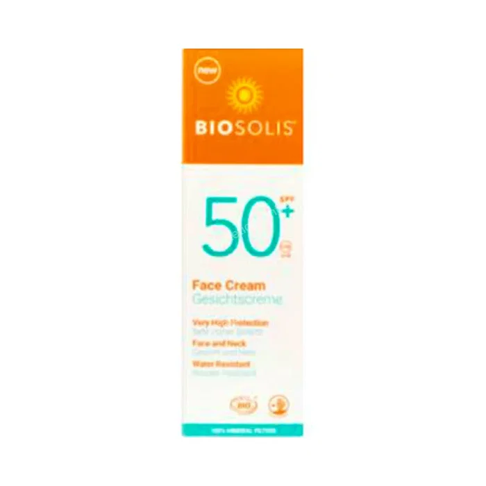 Biosolis Crème Solaire Visage SPF50+ 50 ml, Filtres Minéraux, Résistante à l'Eau, Enrichie Aloe Vera, Certifiée Ecocert Cosmebio, Vegan Biosolis Crème Solaire Visage SPF50+ 50 ml, Filtres Minéraux, Résistante à l'Eau, Enrichie Aloe Vera, Certifiée Ecocert Cosmebio, Vegan