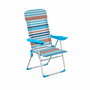 Marbueno Chaise Pliable 5 Positions Aluminium avec Coussin Rayures Orange et Bleu 69X58X110 cm