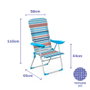 Marbueno 10465 Chaise Pliante Aluminium 5 Positions avec Coussin Rayures Orange et Bleu Plage et Piscine 69x58x110 cm