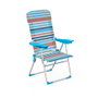Marbueno 10465 Chaise Pliante Aluminium 5 Positions avec Coussin Rayures Orange et Bleu Plage et Piscine 69x58x110 cm