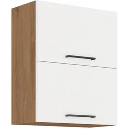 Rock Meuble haut 60 cm - Chêne Lancelot et Blanc brillant