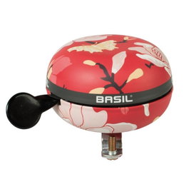 Basil Timbre Ding-Dong Métallique 80 mm Rouge avec Magnolias