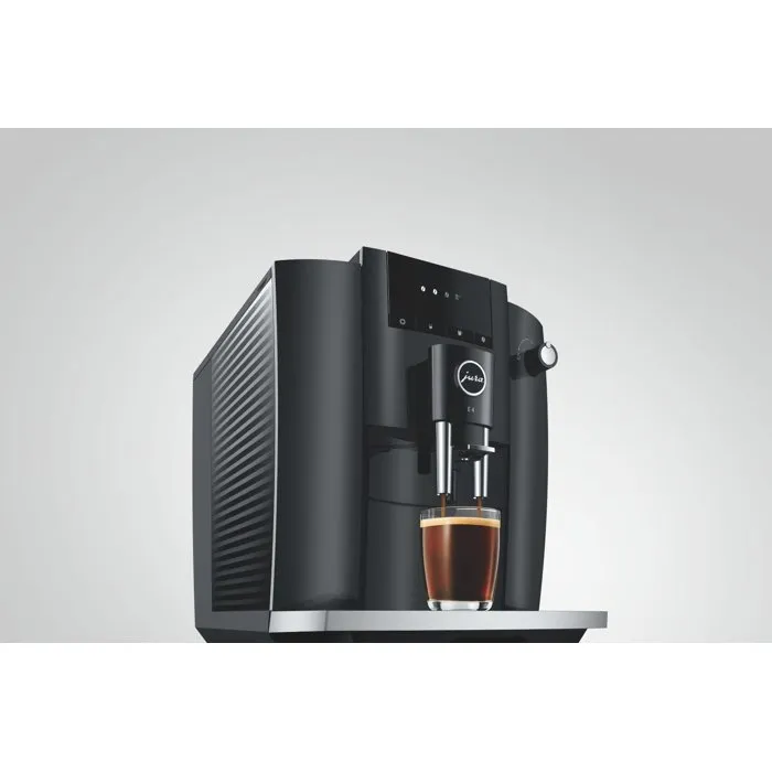 JURA E4 Piano - Machine à café Expresso avec broyeur Aroma - 5 spécialités - 1450 W - Réservoir 1,9 L - Noir brillant