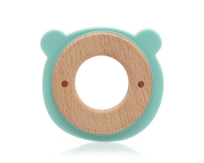 KioKids Set bébé manta de bambú et anneau de dentition en bois de hêtre et silicone - Couleur sauge, 80x110 cm KioKids Set bébé manta de bambú et anneau de dentition en bois de hêtre et silicone - Couleur sauge, 80x110 cm