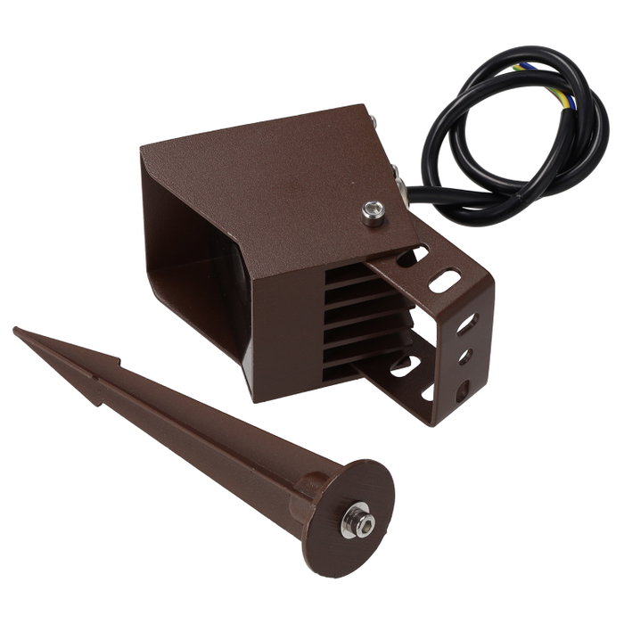 Projecteur LED avec piquet pour jardin 4W 2700K finition marron