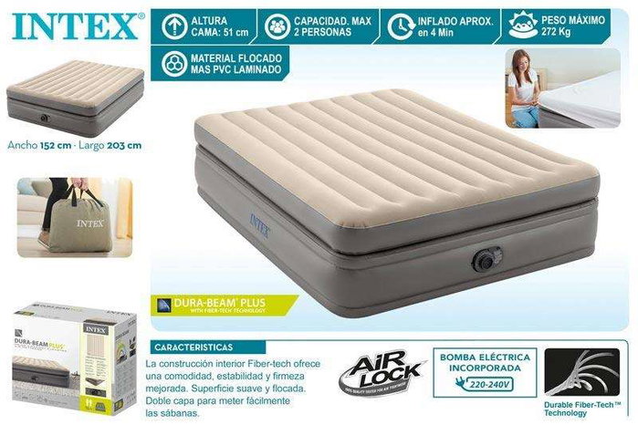 Intex Matelas Gonflable Queen Prime Comfort Elevated 152x203x51 cm Intex Matelas Gonflable Queen Prime Comfort Elevated 152x203x51 cm