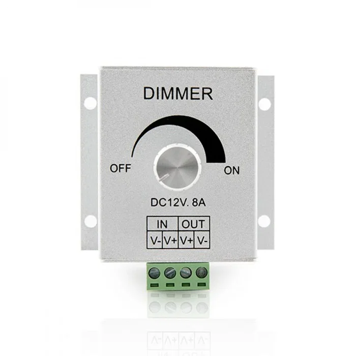 Variateur LED 12VDC - 96W pour Bandeau LED Unicolore, Contrôle Manuel de Luminosité Variateur LED 12VDC - 96W pour Bandeau LED Unicolore, Contrôle Manuel de Luminosité