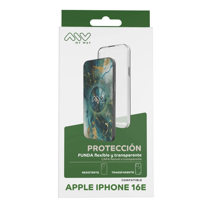 Myway Carcasse TPU Transparente Apple iPhone 16E (2025) avec Verre Trempé Myway Carcasse TPU Transparente Apple iPhone 16E (2025) avec Verre Trempé