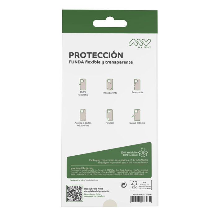 Myway Carcasse TPU Transparente Apple iPhone 16E (2025) avec Verre Trempé Myway Carcasse TPU Transparente Apple iPhone 16E (2025) avec Verre Trempé