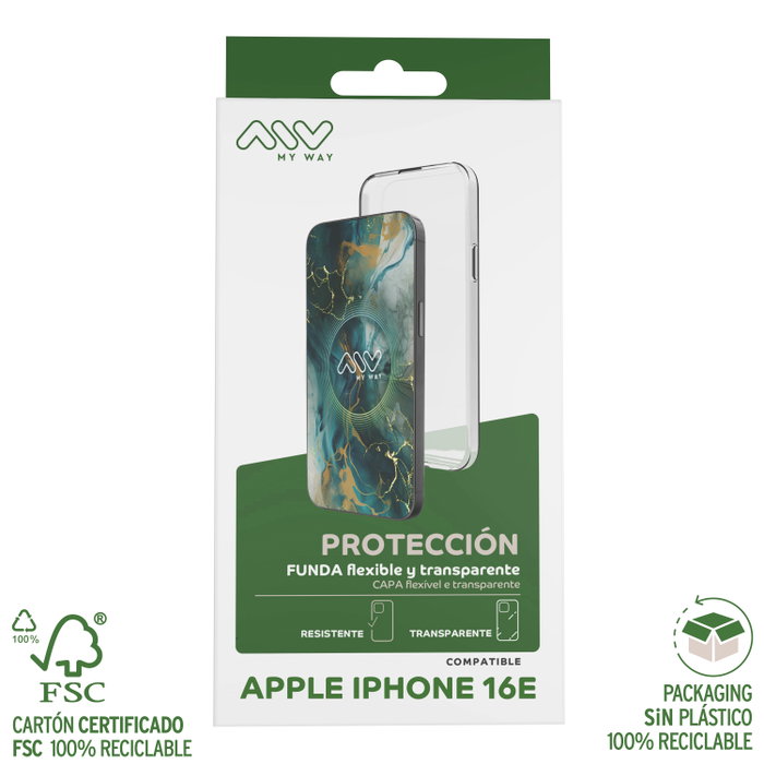 Myway Carcasse TPU Transparente Apple iPhone 16E (2025) avec Verre Trempé Myway Carcasse TPU Transparente Apple iPhone 16E (2025) avec Verre Trempé