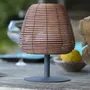 Lumisky - Lampe de table sans fil BOHEME, H25 cm, rotin naturel, LED blanc chaud et blanc, dimmable