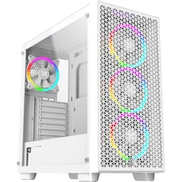 Xigmatek Gaming G Pro Arctic - Boîtier PC Gamer moyen tour blanc, format E-ATX, verre trempé, façade mesh, 4 ventilateurs 120mm A-RGB inclus, 420mm GPU