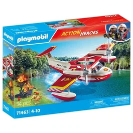 Playmobil Action Heroes 71463 Hydravion avec pompier - Avion anti-incendie avec personnage et animaux - Jouet enfant dès 4 ans
