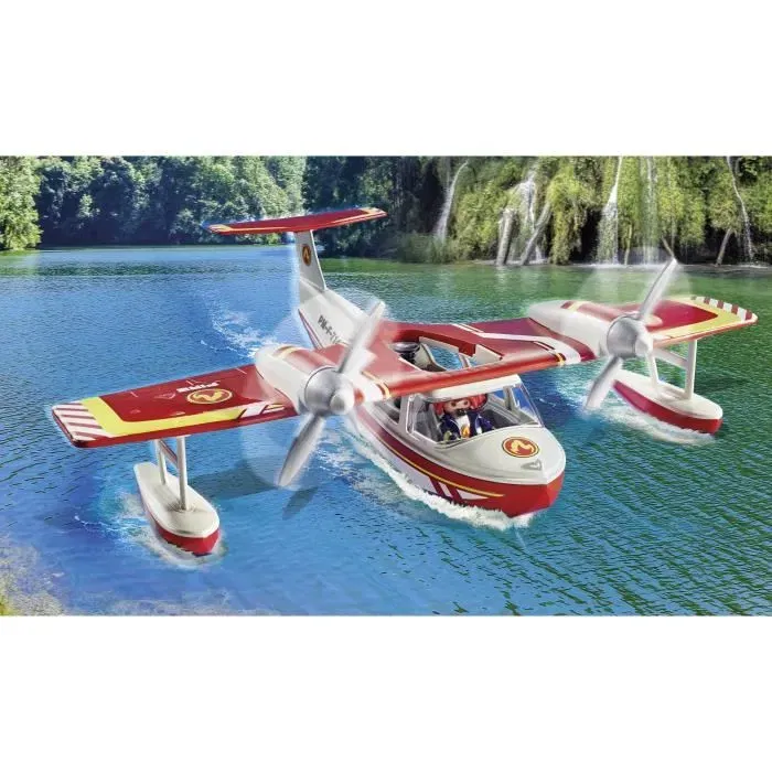Playmobil Action Heroes 71463 Hydravion avec pompier - Avion anti-incendie avec personnage et animaux - Jouet enfant dès 4 ans