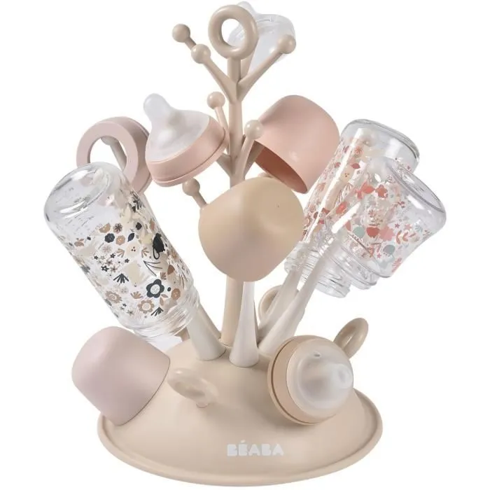 Beaba Egoutte-biberons Arbre, séchage pour jusqu'à 6 biberons et accessoires, retenue d'eau, design astucieux, couleur argile