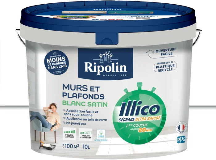 Ripolin Peinture Illico Blanc Satin 10 L