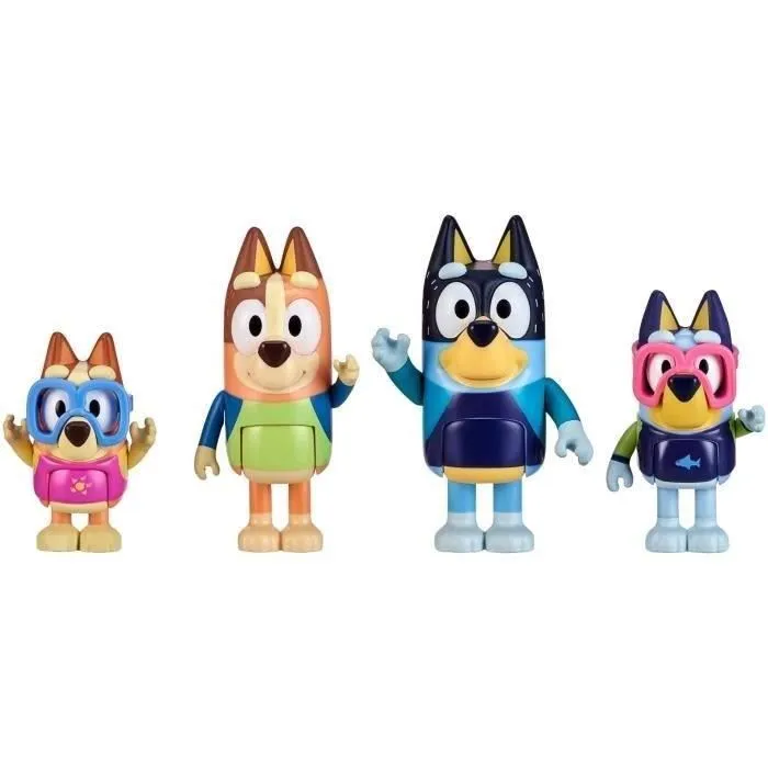 Moose Toys - Bluey La Famille à la Plage - Figurines Articulées - Coffret de 4 Personnages (Bluey, Bingo, Chilli, Bandit) - Univers Miniature - Jeu à Partir de 3 Ans Moose Toys - Bluey La Famille à la Plage - Figurines Articulées - Coffret de 4 Personnages (Bluey, Bingo, Chilli, Bandit) - Univers Miniature - Jeu à Partir de 3 Ans