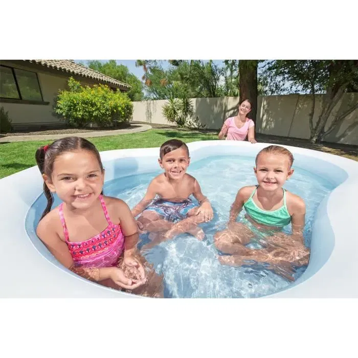 Bestway Big Lagoon - Piscine gonflable familiale pour enfants, 262 x 157 x 46 cm, bleue et blanche