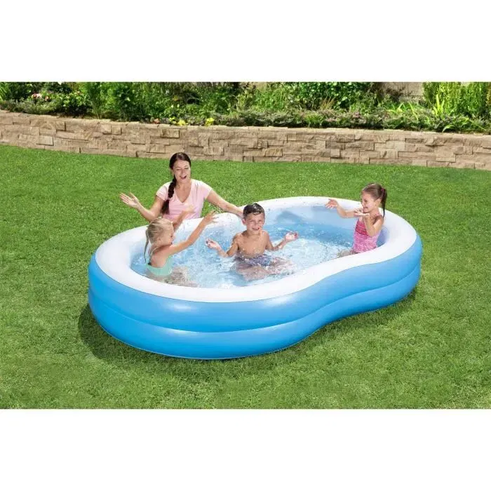 Bestway Big Lagoon - Piscine gonflable familiale pour enfants, 262 x 157 x 46 cm, bleue et blanche