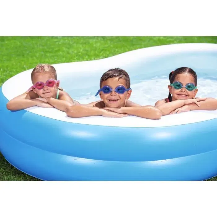 Bestway Big Lagoon - Piscine gonflable familiale pour enfants, 262 x 157 x 46 cm, bleue et blanche