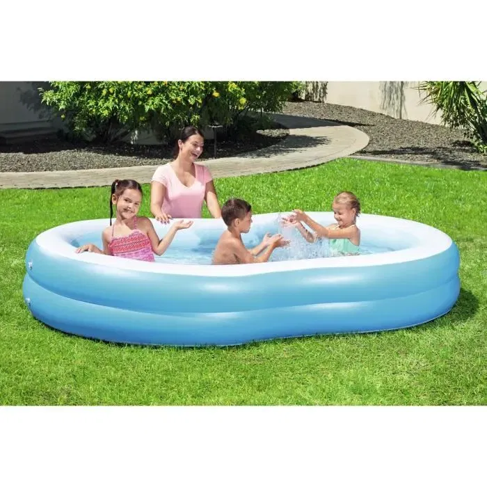 Bestway Big Lagoon - Piscine gonflable familiale pour enfants, 262 x 157 x 46 cm, bleue et blanche