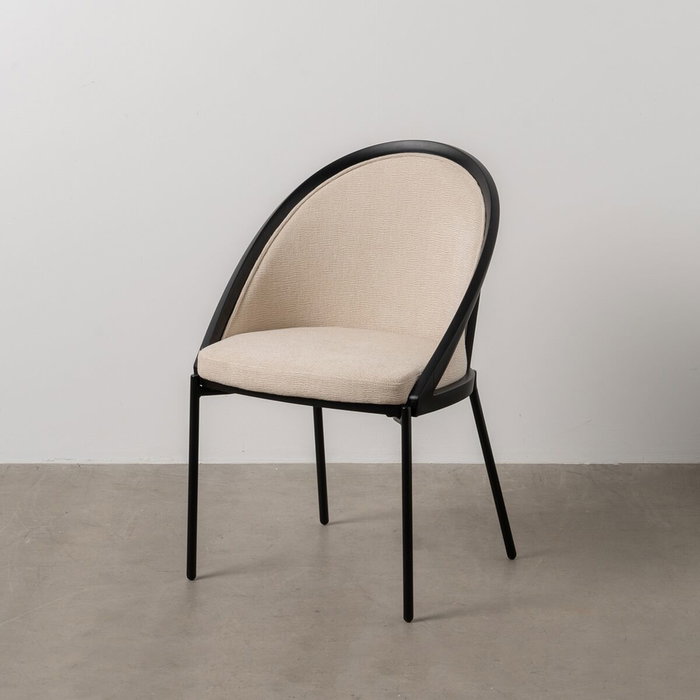 BigBuy Home Chaise de Salle à Manger Noir Beige BigBuy Home Chaise de Salle à Manger Noir Beige