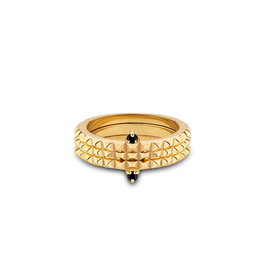 Police Bague Dorée en Acier Inoxydable Taille 52