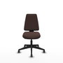 Chaise Elche Asynchrone Cuir écologique Marron foncé Base pyramidale noire Sans accoudoirs Sans appui-tête Roulettes 65mm pour moquette