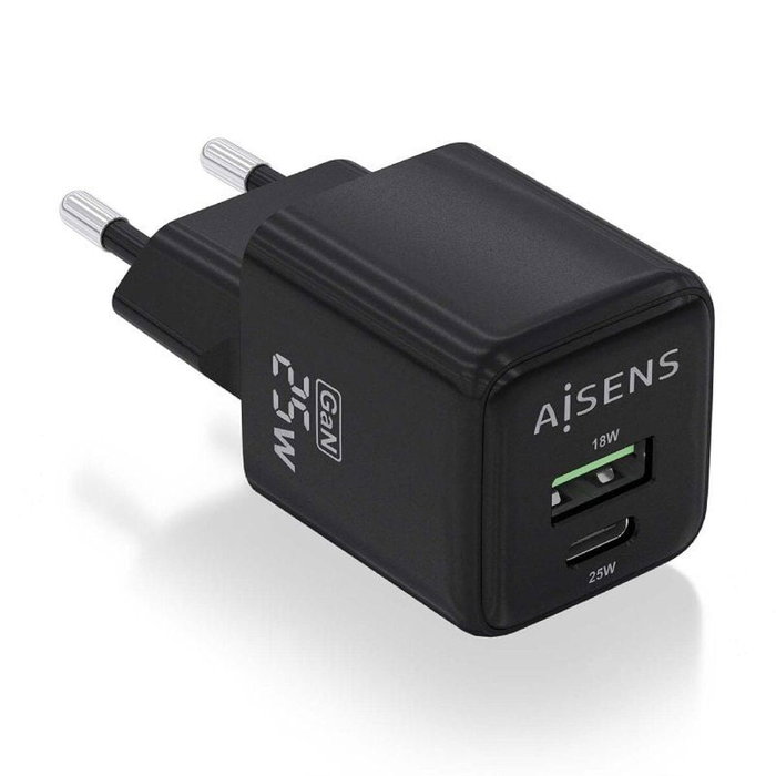 Chargeur mural Aisens ASCH-25W2P015-BK Noir Multicouleur 25 W