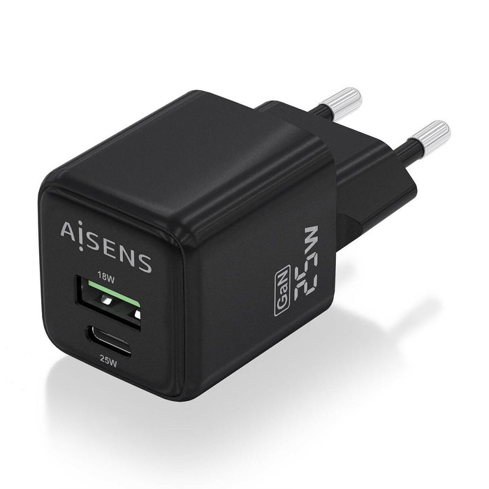 Chargeur mural Aisens ASCH-25W2P015-BK Noir Multicouleur 25 W