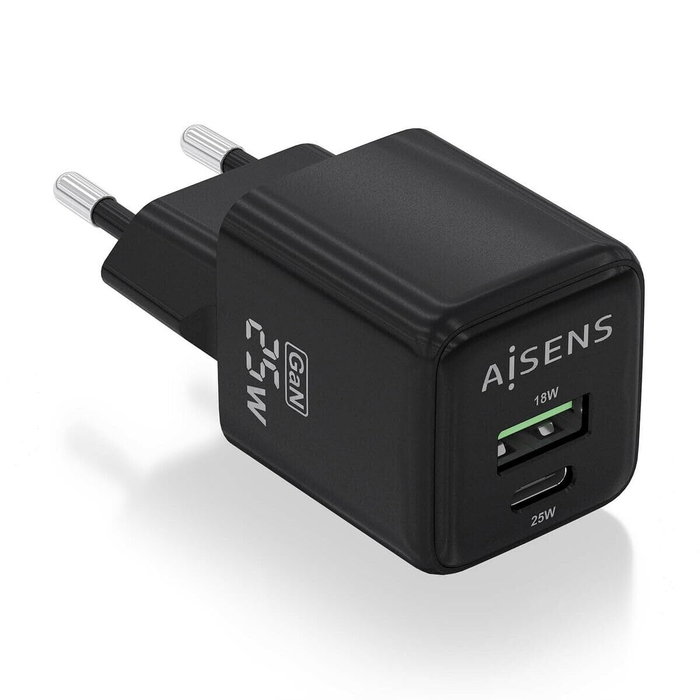 Chargeur mural Aisens ASCH-25W2P015-BK Noir Multicouleur 25 W